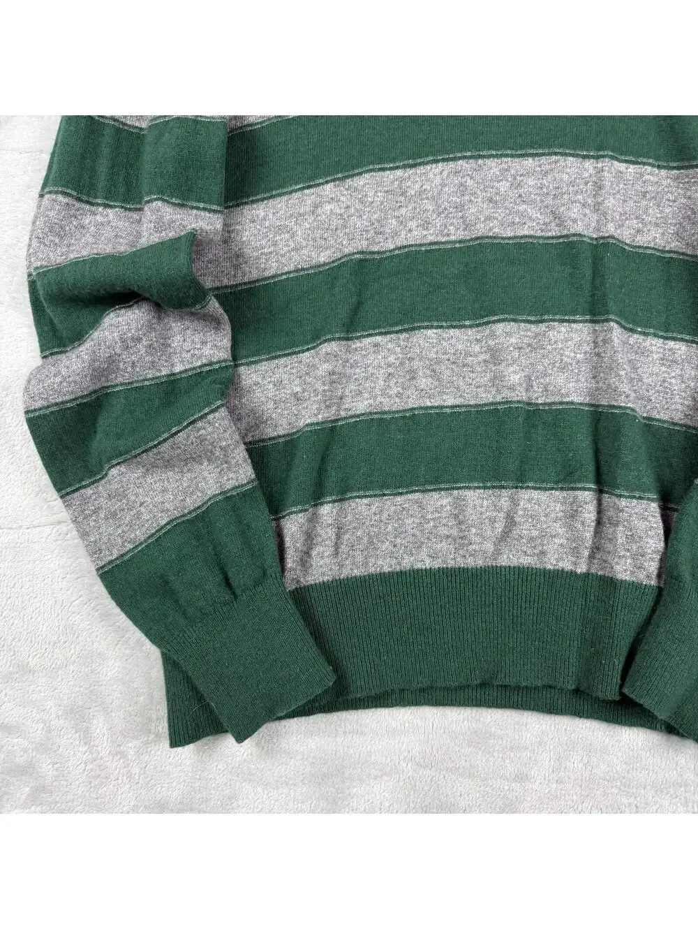Banana Republic Cashmere Blend Striped Sweater Green Gray Small Quietluxury Prep